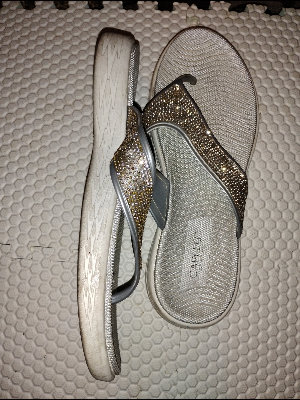 Capelli of New York Gold and Silver Glitter Wedge Sandals